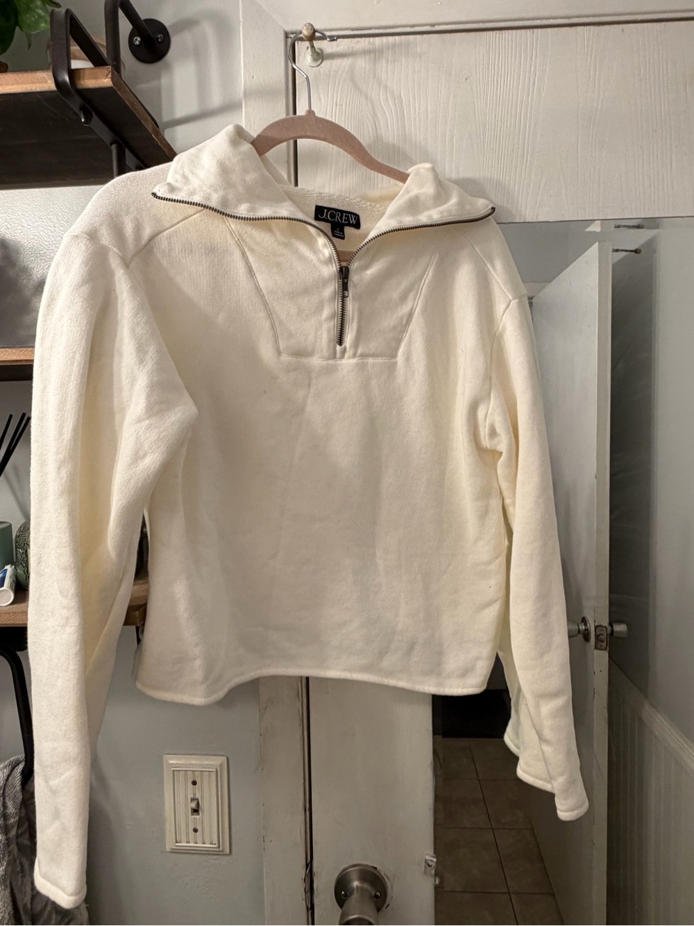 J. Crew Cream Half-Zip Pullover Sweatshirt